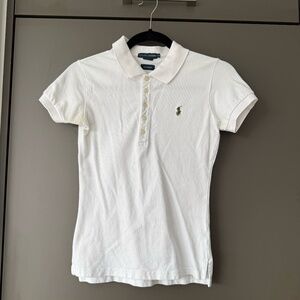 Ralph Lauren Polo Collar Short Sleeve White Fitted Polo Shirt Athletic Size S